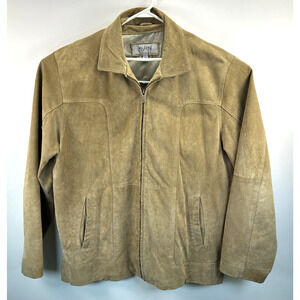 Wilson, Leather, Suede, M Julian, Tan Mens Zipper Front Jacket, Blazer, Size XXL